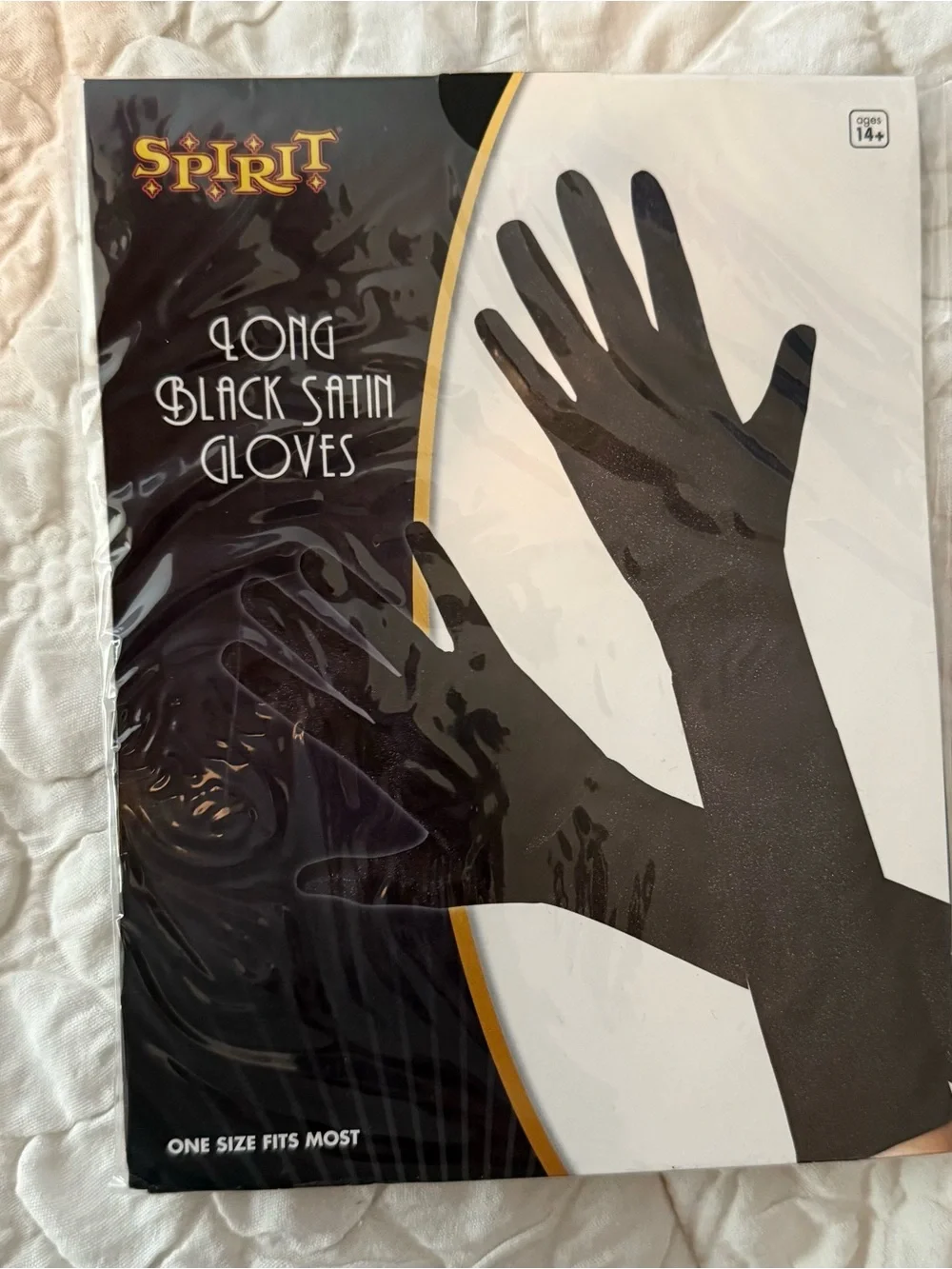 Spirit Long Black Satin Gloves